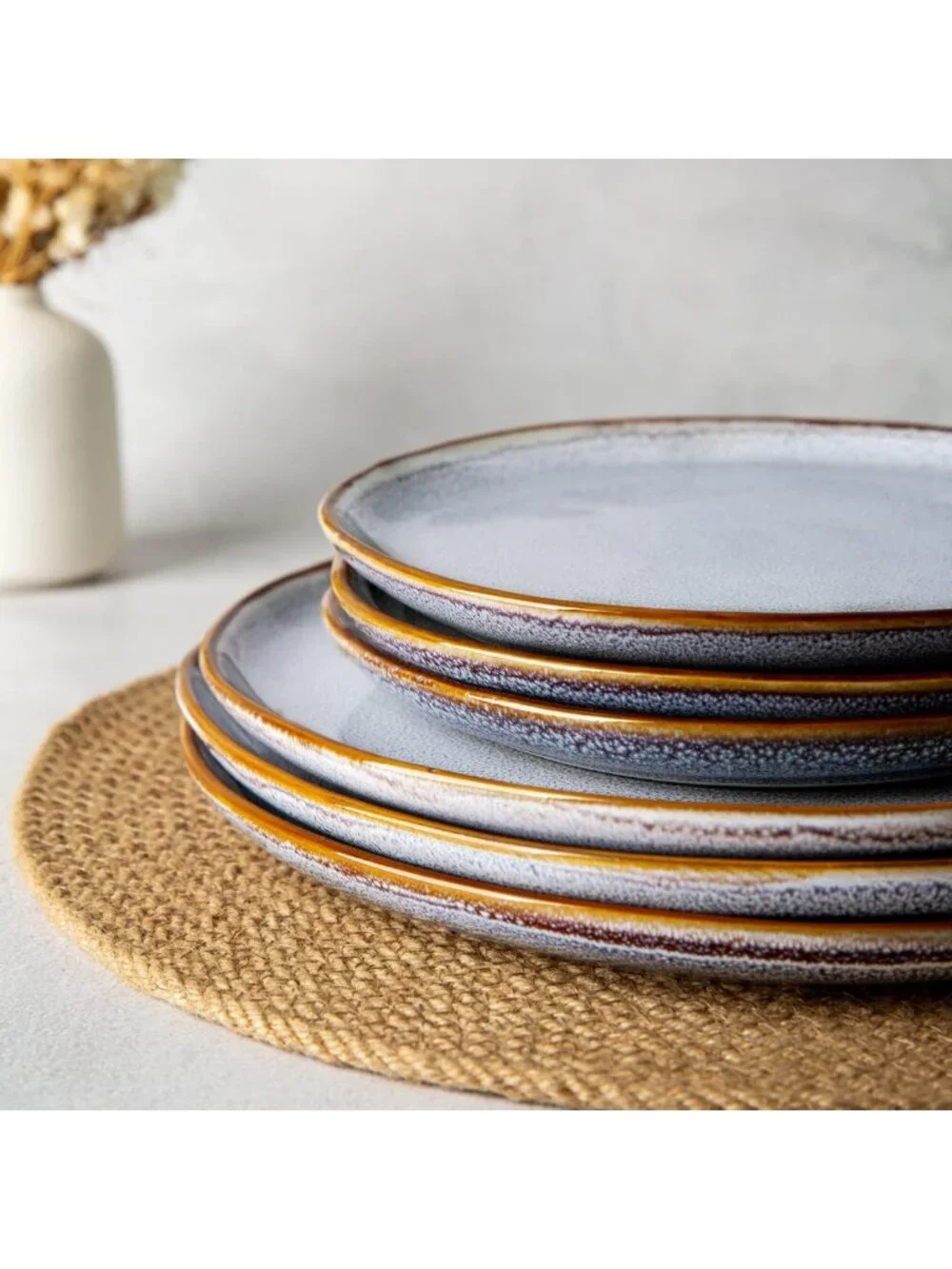 Elegant Ceramic Dinner Plates Set of 6 - 10.5 Inch Stoneware Dining Essentials